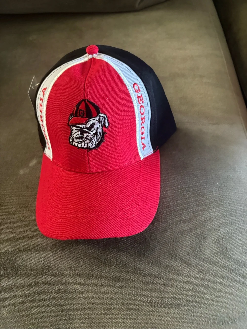 Georgia Bulldogs Red & Black Baseball Cap with Embroidered Bulldog